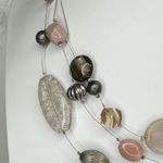 Chico's Beaded Triple Strand Wire Silver Tone Mixed Bead Statement Necklace β¨ Photo 5