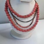 Fossil Bohemian Orange Coral Fabric 4-Strand Adjustable Statement Necklace 🌈 Photo 1