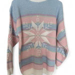 vintage 90s 1990s 80s 1980s retro Christmas holiday Pink blue sweater large Photo 0