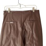 Maniere De Voir  Vegan Faux Leather Brown Ribbed Patent Leggings Moto NWT size 12 Photo 11