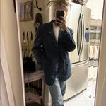 Navy Pinstripe Blazer with yellow linen blend size large Blue Photo 10