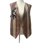 Mary Reynolds Design Kokopelli Appliqué Aztec Woven Embroidery Open Vest M USA Brown Size M Photo 1