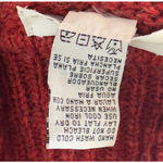 Red Knit Sweater Quarter Zip Pullover Collared Long Sleeve Photo 5