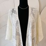 White Lace Open Front Kimono Shawl Floral Crochet Fringe Trim One Size Size undefined Photo 3