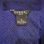 Guess Vintage 90s Snakeskin Blue Button Down Blouse Medium 3/4 Sleeves EUC Photo 4