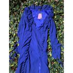 Pretty Little Thing Tall Bright Blue Long Sleeve Frilled Dress Size 4 NWT Photo 6