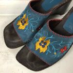 Linea Paolo MAME blue jean suede embroidered flowers Sandal Shoes Women's US 7.5 Brown Photo 3