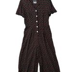 Vintage Ms Choice Womens 10 Romper Jumpsuit 90s Floral Black Red Short Sleeve US Photo 1