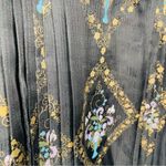 Vintage alfred shaheen hawiian floor length dress pleated skirt long sleeve 10 Blue Photo 6