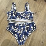 Floral Navy Bikini Set Blue Size XXL Photo 2