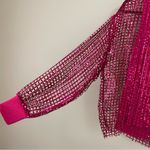 Anthropologie Pilcro by Metallic Pink Mesh Long-Sleeve Sequin Top Size Medium Photo 5