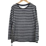 Lou & grey  Striped Top Long Sleeve Side Zip Grey White Cotton Blend size M Photo 0