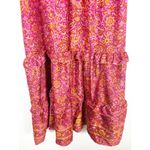 Vintage Tiered Bohemian Red Paisley Maxi Dress Tassel Stretch Silk Blend OS Size M Photo 7