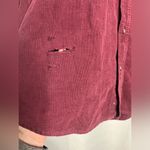 LF  Furst Of A Kind Burgundy Ribbed Distressed Flannel Shirt Photo 5