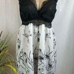 Cacique  Black & White Floral Print Lace Bodice Short Sleep Dress 18/20 Photo 0