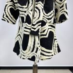 Farm Rio NWOT  Wool Blend Wild Hearts Tie-Belt Fleece Coat Size M Black White Photo 3