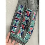 THML  Dress large Grey Embroidered Aztec Boho Long Sleeve Tribal Western Photo 5