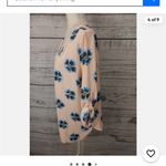 Loft Light Pink and Blue Floral V-Neck Blouse | Women’s Size XL Photo 10