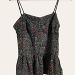 Greylin Black Ditsy Floral Speckled Peplum Camisole Top Size Small Photo 1