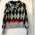 10.Deep Pattern Diamond Zip Up Sweater Hoodie Black Gray Streetwear Small Photo 3