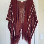 Women's Unique Boho Tribal Aztec Poncho Shawl Cardigan Size L Photo 9