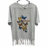 Costa Rica Gray Tee Shirt with Butterfly Print and Beaded Fringe Womens Large Photo 8