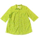 Blair  Women’s Green Swirl Button Down Three Quarter Sleeve Blouse Photo 0