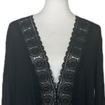 La Blanca  Swim Coverup Black Gauze Lace Embroidery V-neck Women’s Size Large Photo 4