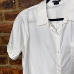 Theory  Uniform White Luxe Cotton Short Sleeve Button Down Shirt Women's Medium Photo 4