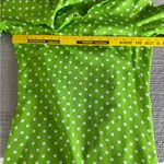 Vintage 1960s Handmade Lime Green White Polka Dot Column Maxi Dress and Scarf Photo 6