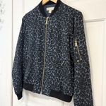 Michael Kors  Bomber Jacket Leopard Print Streetwear Edgy Gold Hardware Fall Navy Photo 2