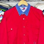 Tommy Hilfiger Rare Vintage Red and Denim Collard Versatile Style Button Down Shirt Photo 1