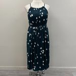 Soma  Dark Teal & White Polka Dot Pleated Tie Midi Bra Dress - Size XL Photo 2