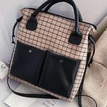 Beige Plaid Shoulder Bag Tan Photo 0