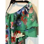 Xhilaration  Off Shoulder Ruffle Floral Green‎ Top Short Sleeve Size S Photo 1