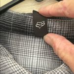 Fox Racing Black and White Plaid Extra Long Casual Button Down Shirt/Dress Photo 3