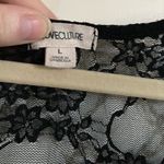 Love Culture 🌞 Sheer Black Floral Lace Short Ruched Sleeve Blouse #R Photo 3