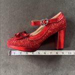 Women’s Red Sparkly Glitter Mary Jane High Heels Bow Detail Size 8 (EU 39) NEW Red Photo 9