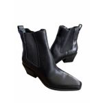 Open Edit Chelsea Boots in Black Block Heel Ankle Pull On Size 6 Leather Shoes Photo 4