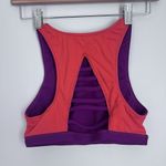 Athleta Makaha Reversible High Neck Bikini Top Vermilion Orange Purple READ XS Photo 3