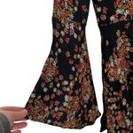 k/lab Floral Mini Dress with Bell Sleeves Small Black Red Fall Boho Retro EUC Photo 4