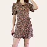 90s vintage boho sunflower wrap front short sleeve romper floral patterned skort Jamie Brooke small medium Multiple Photo 1