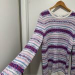 Vineyard Vines Women's Sweater Merino Wool Nordic Fair Isle Pink Blue Cream L Photo 1