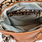 Studded Motorcycle Jacket Leopard Trim Satchel Brown Photo 7