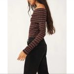 Free People brown snow bunny off the shoulder top M Photo 5