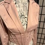 Milk and Honey pink corset satin-backed crepe Vneck long-sleeve blouse Crop Blazer Photo 1