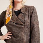 MARRAKECH Marni Leopard Moto Jacket Faux Suede Leather Brown Sz M Anthropologie Size M Photo 0
