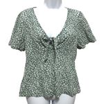 Abercrombie & Fitch Women Top L Green Ditzy Floral Tie Front Cottagecore Boho Photo 0