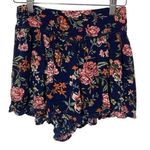 American Eagle Women’s High Waisted Flowy Floral Ruffle Shorts in Navy Size S Photo 4