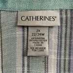 Catherines 2X Blue Striped Casual Button Up Shirt Lightweight Comfy Relaxed Photo 2